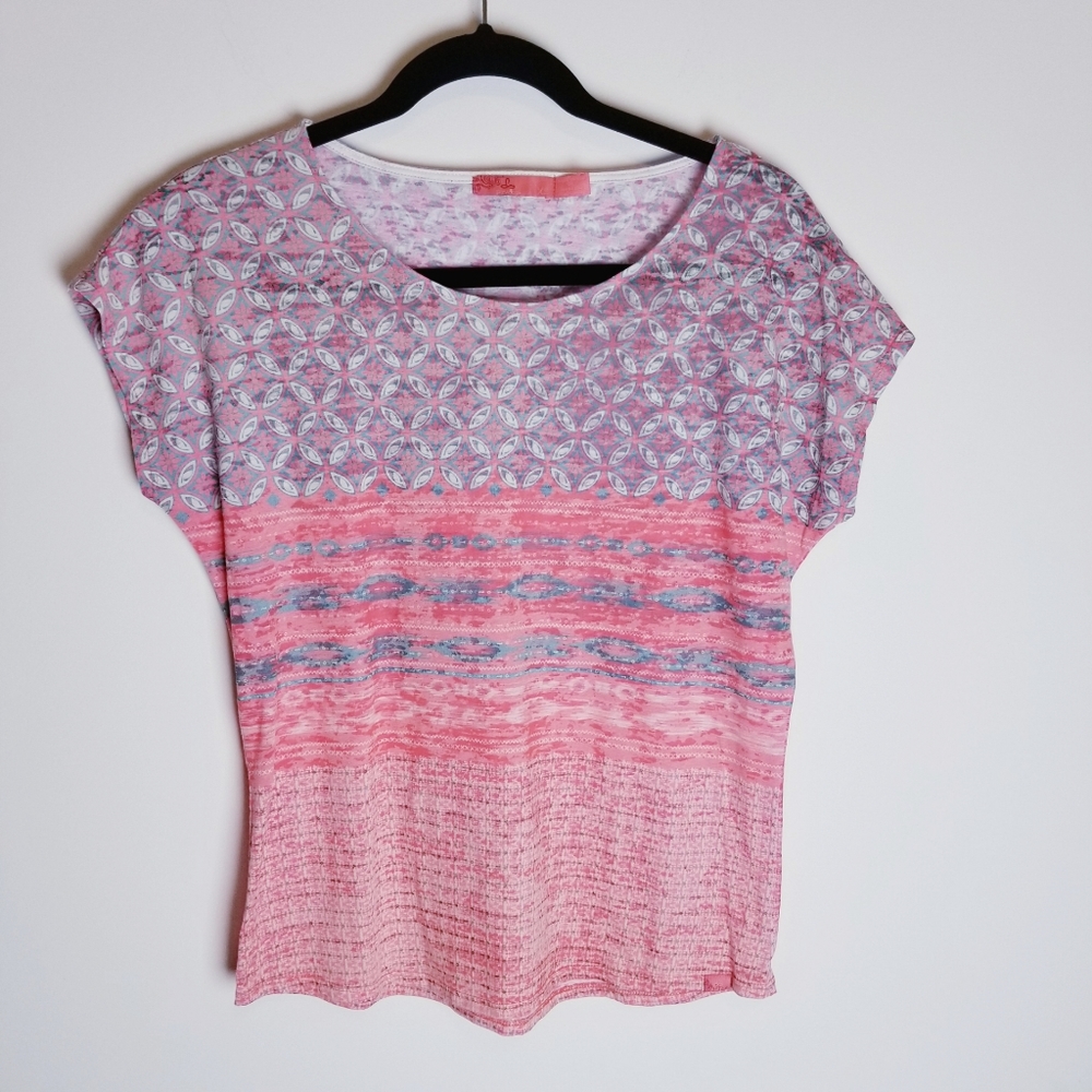 prAna short sleeve tshirt geometric pattern top xs